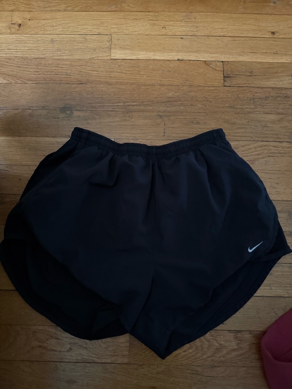 Nike Women's Black Athletic Running Shorts with White Swoosh